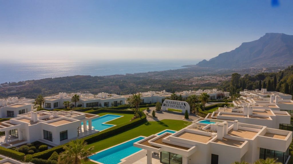 Luxury gated community in Marbella with modern villas and sea views