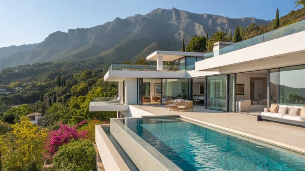 Year-round sunshine in Marbella with luxury villas and palm trees