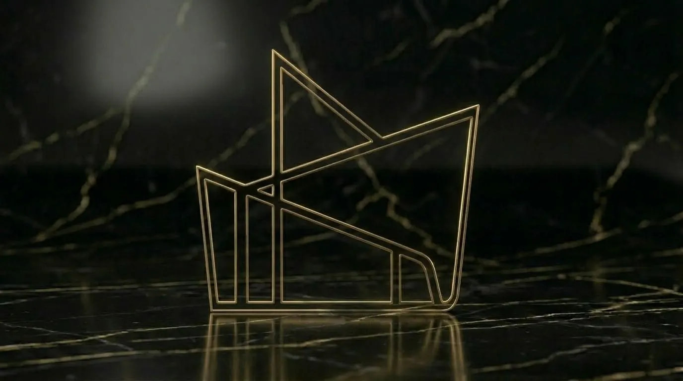 Minimalist contour in gold #C5A059 of a luxury villa inspired by Daniel Libeskind for Gonzo Private Office