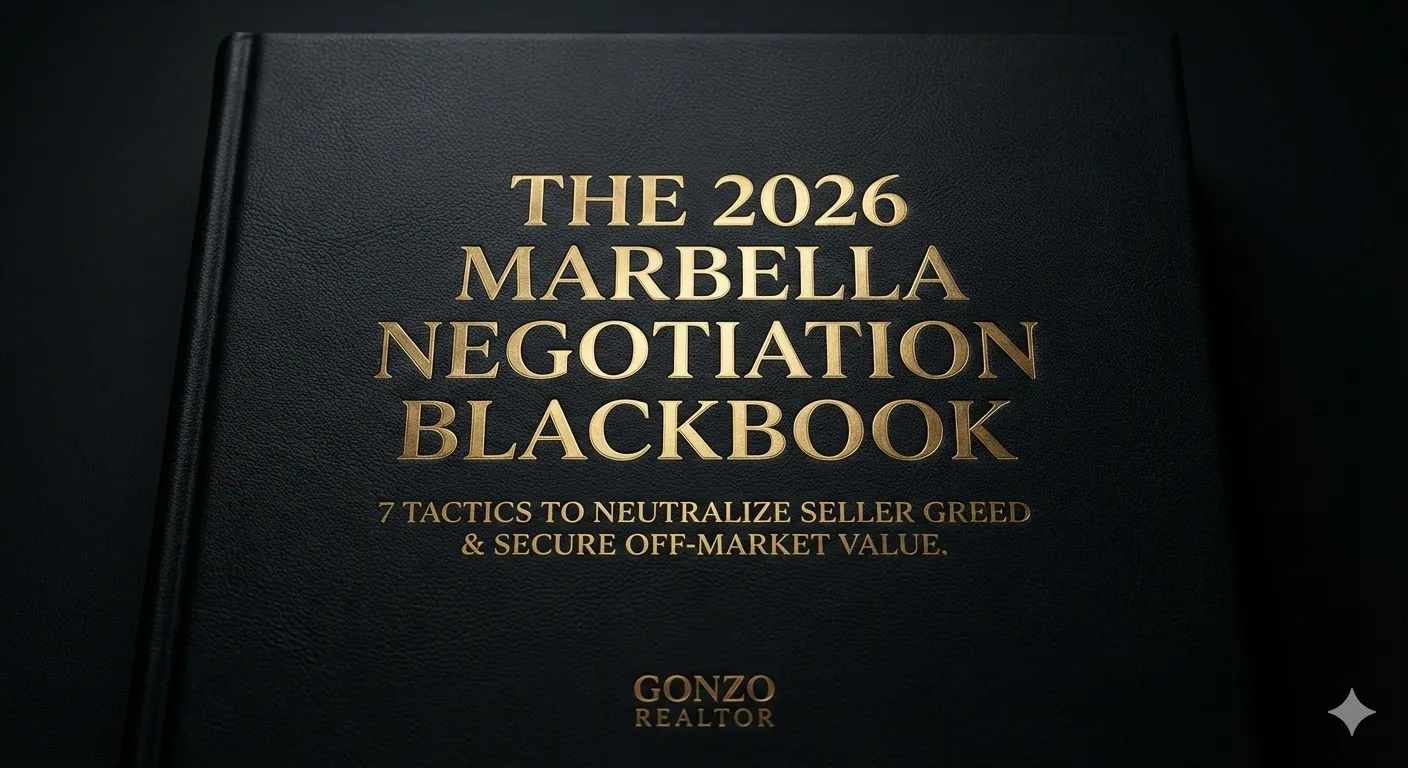 Exclusive 2026 Marbella real estate negotiation masterbook by Gonzo Realtor featuring 7 tactics to secure off-market value.