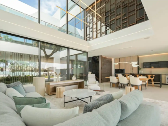 Custom furniture pieces in Villa 12, emphasizing craftsmanship and authenticity.