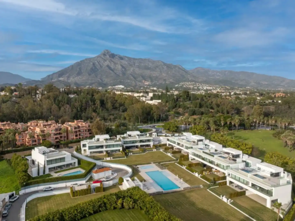 Aerial view with La Concha views Golden Mile Villas for Sale in Marbella