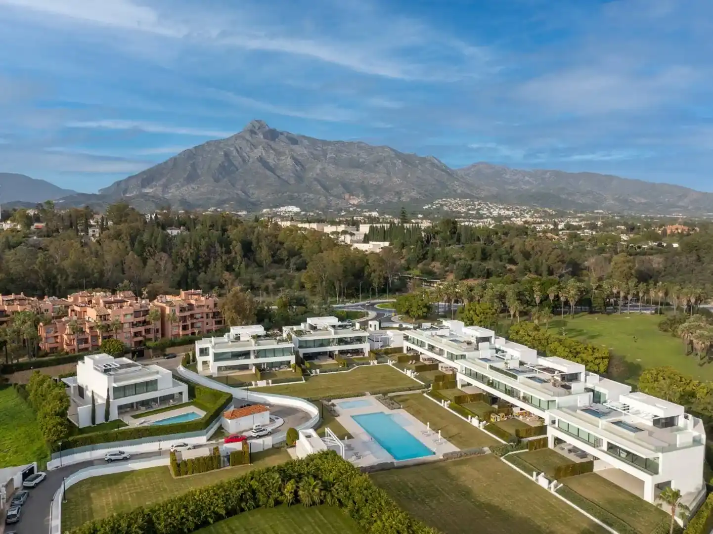 Aerial view with La Concha views Golden Mile Villas for Sale in Marbella