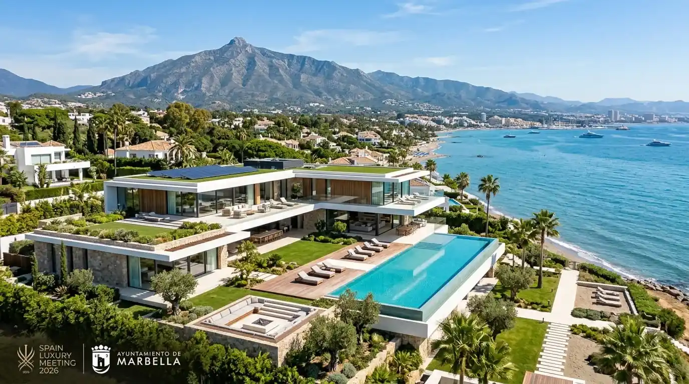 Aerial view of exclusive luxury villas in Marbella representing the gold standard for the Spain Luxury Meeting 2026.